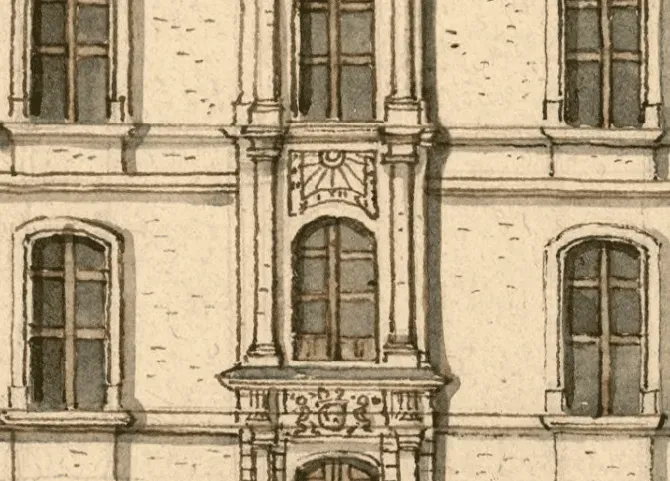 Gravure d'époque ayant servi à la restitution